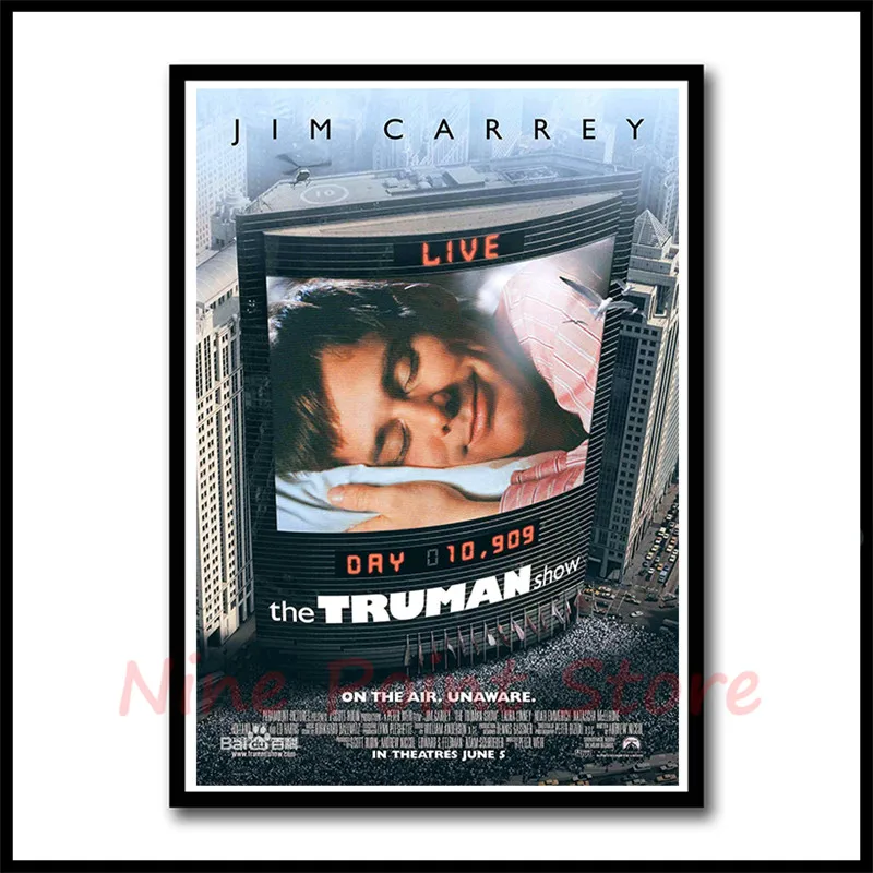 Jim Carrey фильмы мелованная бумага плакат Трумэн шоу маска тупой и тупой стикер стены бескаркасные - Цвет: Многоцветный