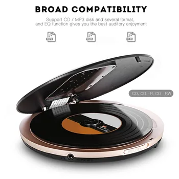 

HOTT 611T Portable CD Player with Headphone Jack, Anti-Slip Shockproof Protection Compact CD Music Disc Walkman Player with LCD