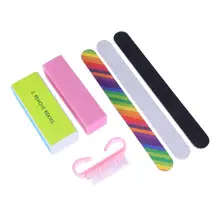 RUIMIO 6Pcs Nail Files Nail Manicure Kit Brush Durable Buffing Grit Sand Nail Trimming Accessories Polish Tools(Random Color