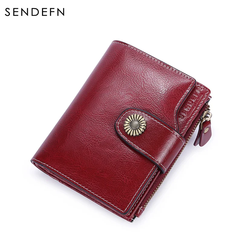 

SENDEFN Lovely Split Leather Women Wallet Female Coin Purse Small Wallet Money Bag Ladies Mini Card Holder Hasp Purse 5206