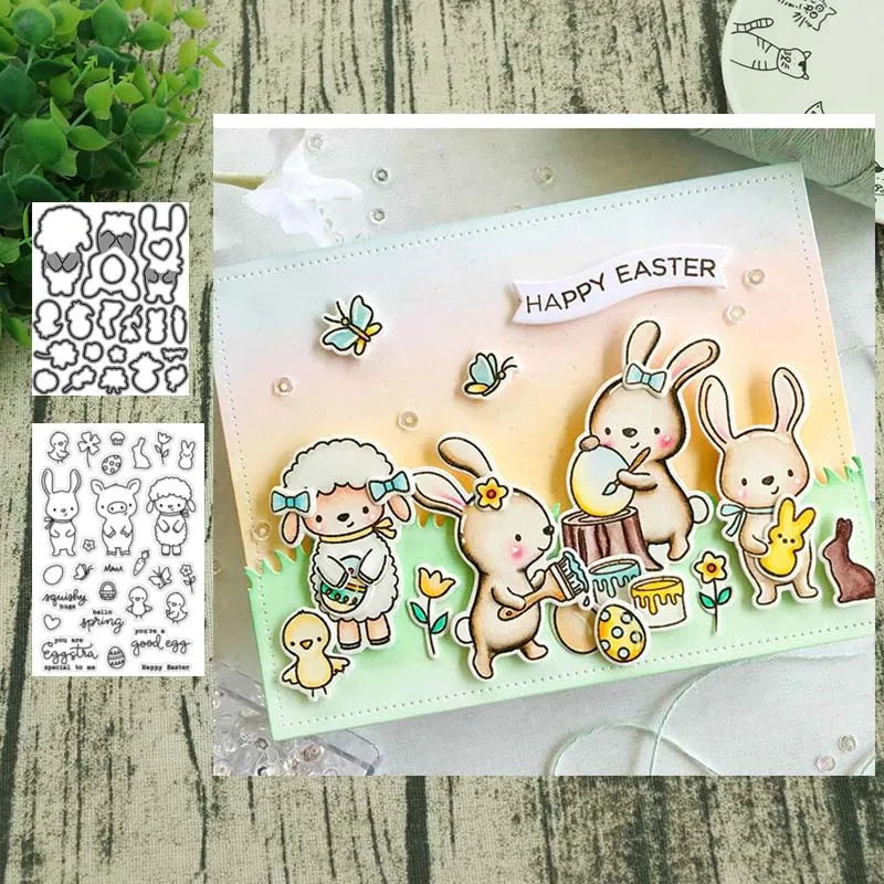 

Sheep and rabbit Metal Cutting Dies Stamps Stencil for DIY Scrapbooking Photo Album Embossing Decorative Craft Die