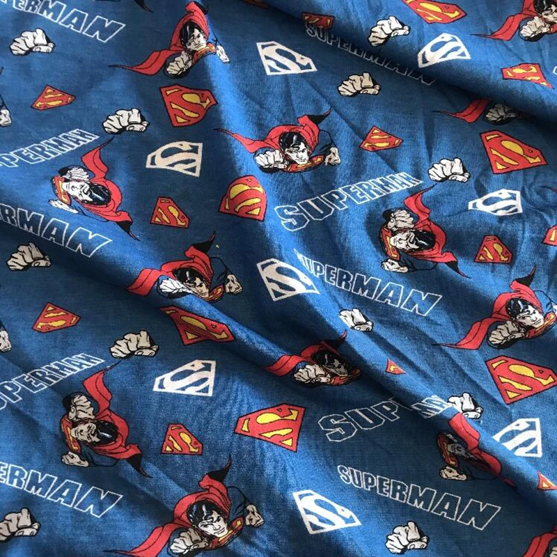 Крутая синяя Джерси ткань мультфильм Мстители герой вязанная хлопковая ткань Супермен печати стрейч хлопок фабричное кружево мальчик футболка