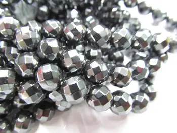 

high quality 4-10mm 5strands hematite,round ball faceted smooth silver gold black mixed jewelry bead