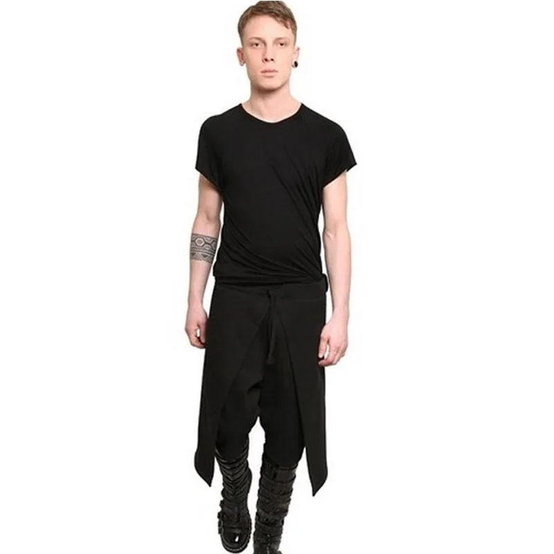 Новое поступление, крутые мужские брюки карго, Мужские штаны-шаровары в готическом стиле панк, черные уличные штаны в стиле хип-хоп, обтягивающие мужские брюки - Цвет: Black