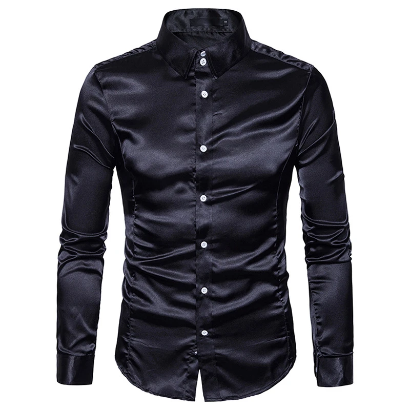 Camisa seda negra Clearance