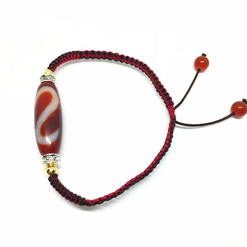 Handmade Ajustable Bracelet Agate Money Hook Tibetan Dzi Bead Amulet Good Luck 