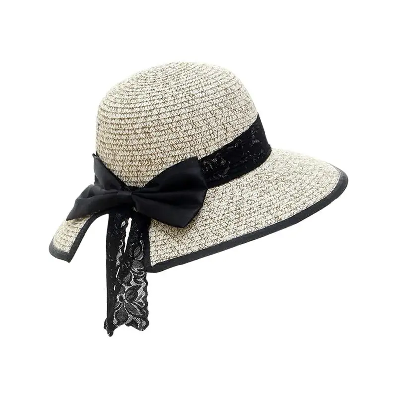 Женская пляжная летняя уличная Складная Солнцезащитная шляпа с бантом