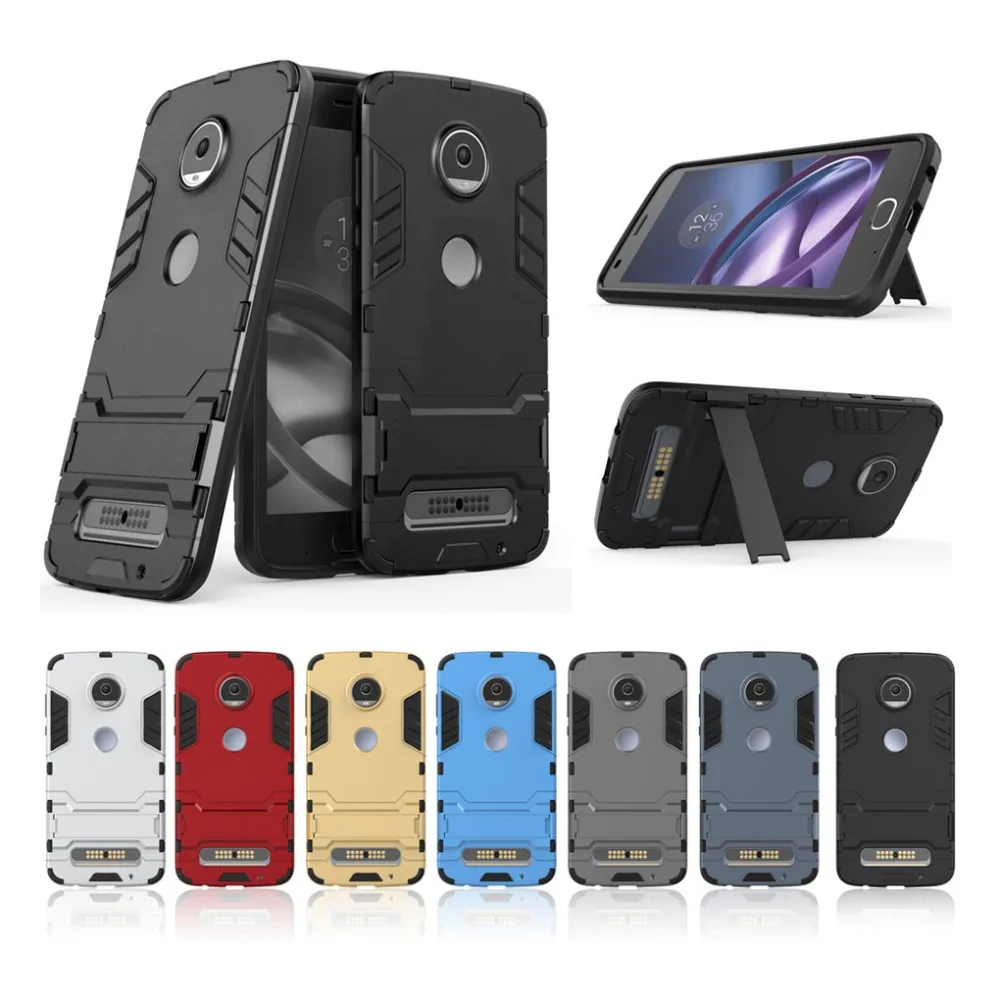 SATURCASE Hybrid 2 In 1 [PC Silicone] Dual-Layer Kickstand Protective Case Cover for Motorola Moto G4 G5 G5S G6 E5 Plus Z2 Play |