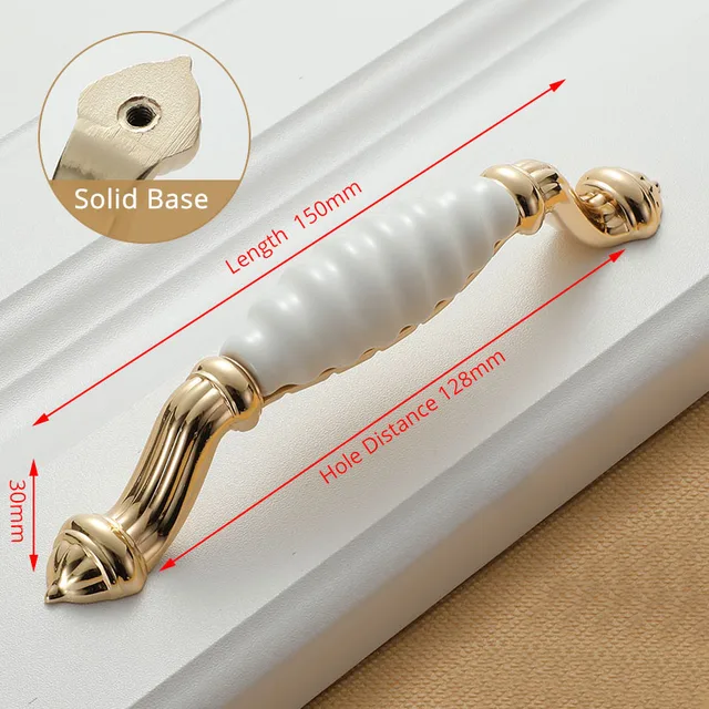 White Gold Cabinet Handles Knobs Drawer Pulls Kitchen Door 