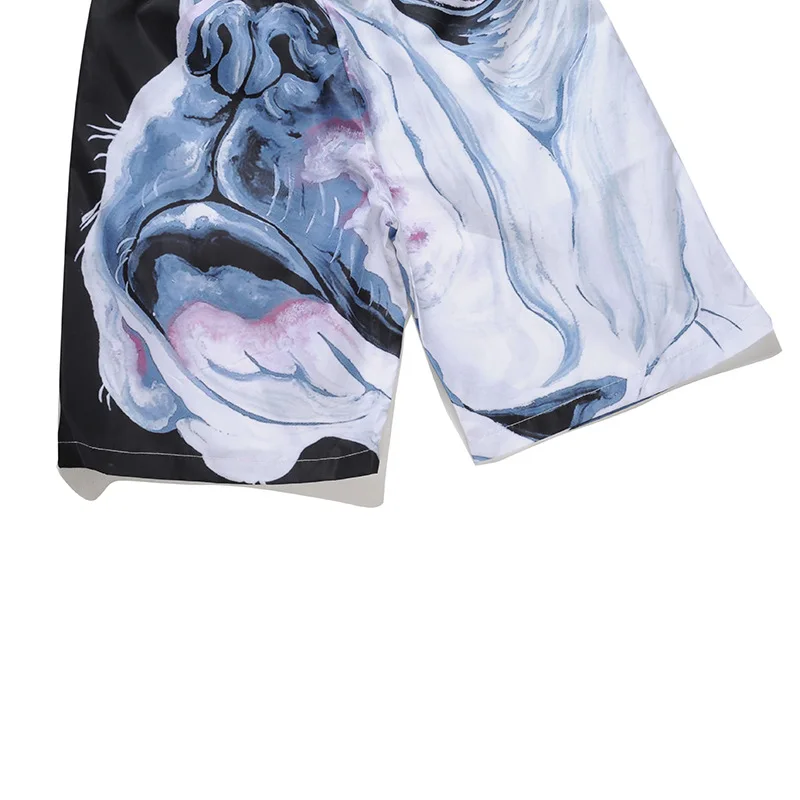 Riinr 2018 Mode Neuen Ankunft männer Strand Shorts Hohe Qualität Urlaub Strand Shorts Bulldog 3D Druck Männer Knielange hose