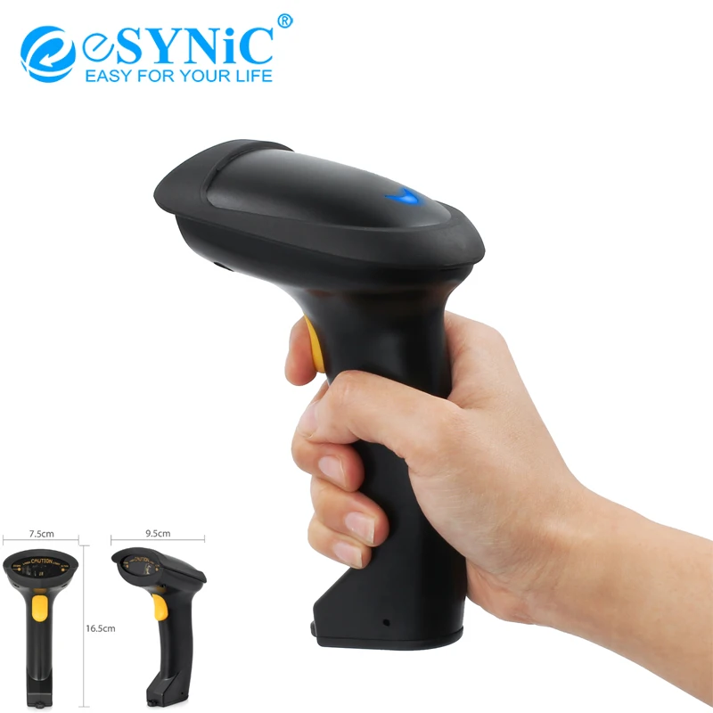 

eSYNiC Wireless + USB 2.0 Wired 2-in-1 Barcode scanner for Computer POS Laptop Automatic Reader Rechargeable Handheld Scanner
