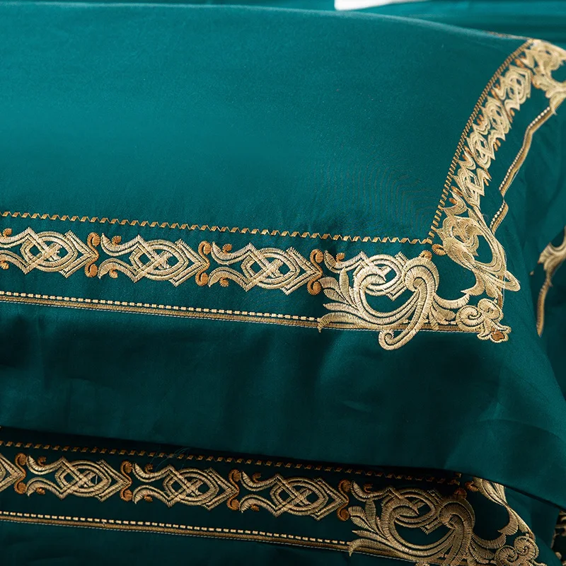 Waliicorners 60SEgyptian Cotton Embroidered Luxury Royal Bedding Set 4/6Pcs King Queen Size Duvet Cover Bed Sheet set Decorative Pillowcases 35 6