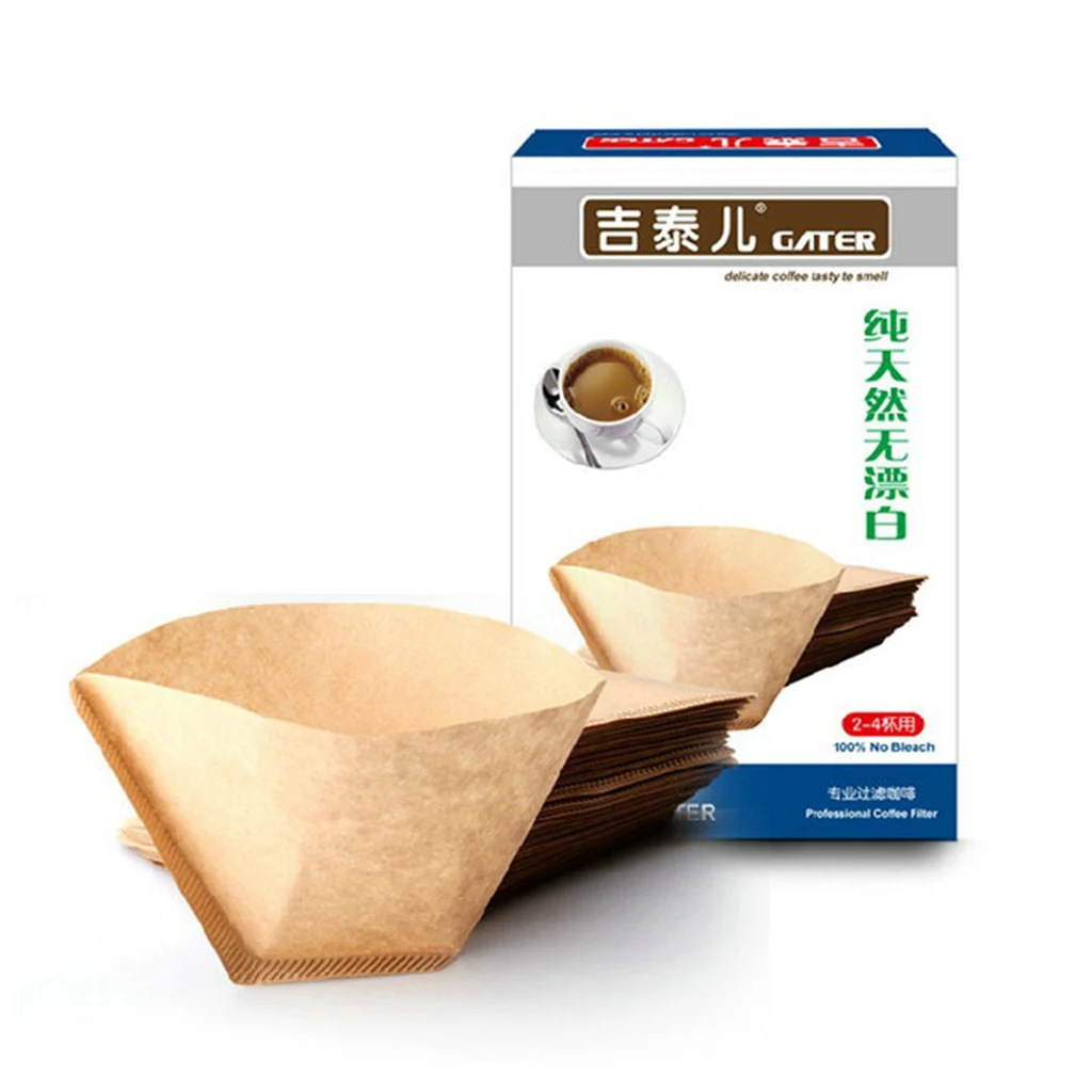 100 шт ручной капельный бумажный фильтр для кофе#4 кофейный фильтр №4 для 2-4 чашки деревянные кофейники Чайные сетчатые инструменты