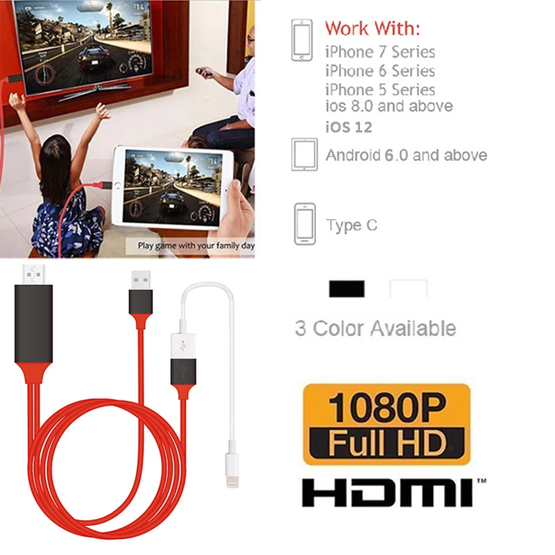 HDMI зеркальный смарт-кабель HD tv AV телефон к ТВ адаптер для iPhone/iPad/Android