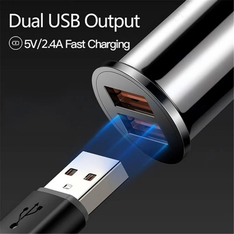 المزدوج USB شاحن سيارة ولاعة السجائر شاحن سبائك الألومنيوم 2.4/4.8A مصغرة ذكي سريع شحن ل فون سامسونج