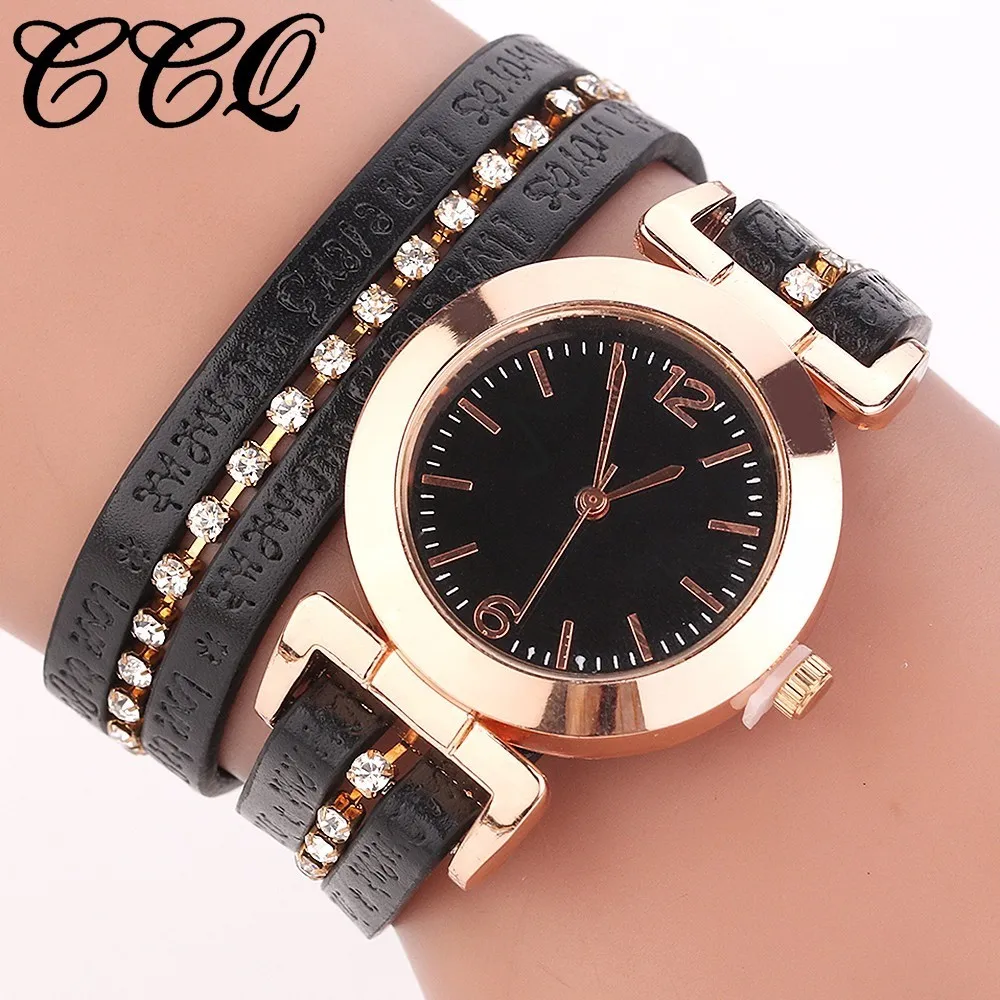 

CCQ Fashion Women Gold Chain Leather Bracelet Watch Casual Ladies Analog Quartz Watch Clock Relogio Feminino Drop Shipping