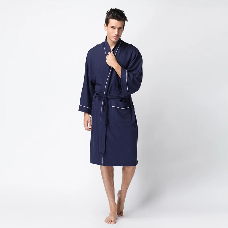Summer Couple Waffle Knit Cotton Bathrobe Men Women Big Size Bridesmaid Robes Unisex Dressing Gown Lovers Kimono Pajama Robes