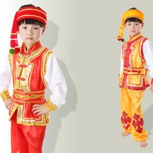 Китайский народный костюм мальчик дай танцы костюм Мяо одежда современная одежда хмонг дети Этническая танцовщица Waer 18