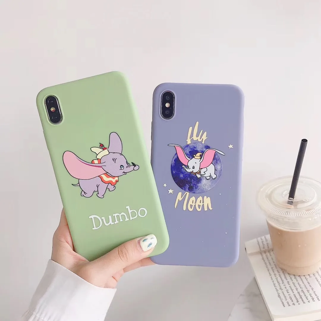 Чехол для телефона с парой мультиков Dumbo для iphone X XS MAX XR 7 8 6 S Plus Милая забавная мягкая задняя крышка из ТПУ с изображением слона конфет