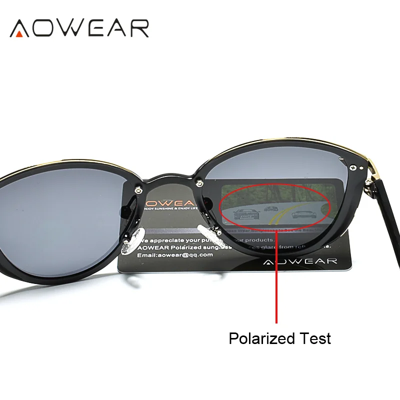 Женские зеркальные очки кошачий глаз AOWEAR роскошные поляризационные