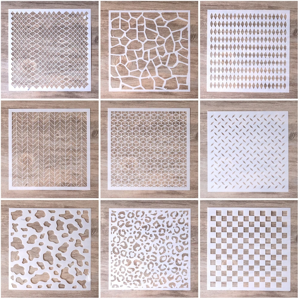 9 pcs Craft Layering Candy Background Stencils
