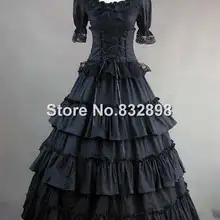 Классический черный готический викторианской платье длинное платье викторианской эпохи платье