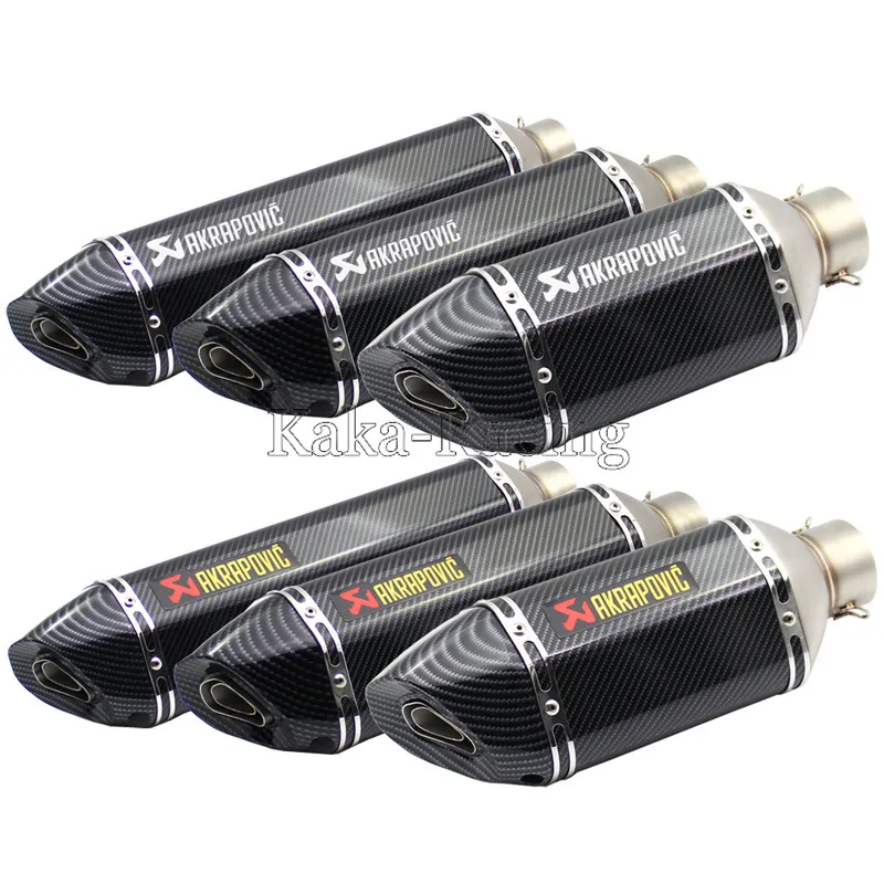 

Inlet 51mm 61mm Right or Left Side Laser Marking Akrapovic Motorcycle Exhaust Muffler pipe Carbon color tail Tube with DB KILLER