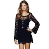 Jastie Commemorative Bell Sleeve Dress Casual femininos Crochet Floral Lace embroidery dresses Sheer Boho People Women Magenta ► Photo 1/6