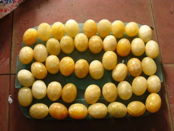 

42 Natural yellow jade Quartz Crystal egg Love Healing