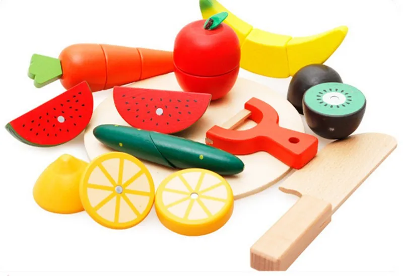 Новые Деревянные игрушки блоки фрукты и вегетарио резка ребенка моделирование игрушка для обучения игрушка, подарок для ребёнка