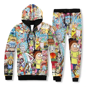Забавный мультяшный рисунок Рик и Морти 3d принт модный свитер для женщин/мужчин harajuku стиль Crewneck Толстовки+ штаны для бега - Цвет: color as the picture