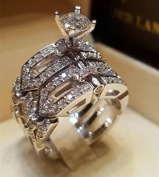 

Fashion Luxury Women Ring Cubic Zircon Inlaid Shine 925 Sterling Silver High Quality Jewelry For Wedding Promise Engagement Gift