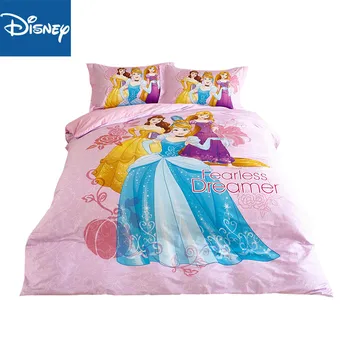 

Disney twin size princess bedding set for girls bedroom decoration full comforter covers fitted sheet 4pcs cartoon pink discount