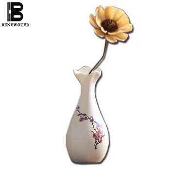 

BENEWOTER Traditional Chinese Vintage Home Decor Mini Ceramic Porcelain Floral Flower Holder Hydroponic Ornament Tabletop Vase