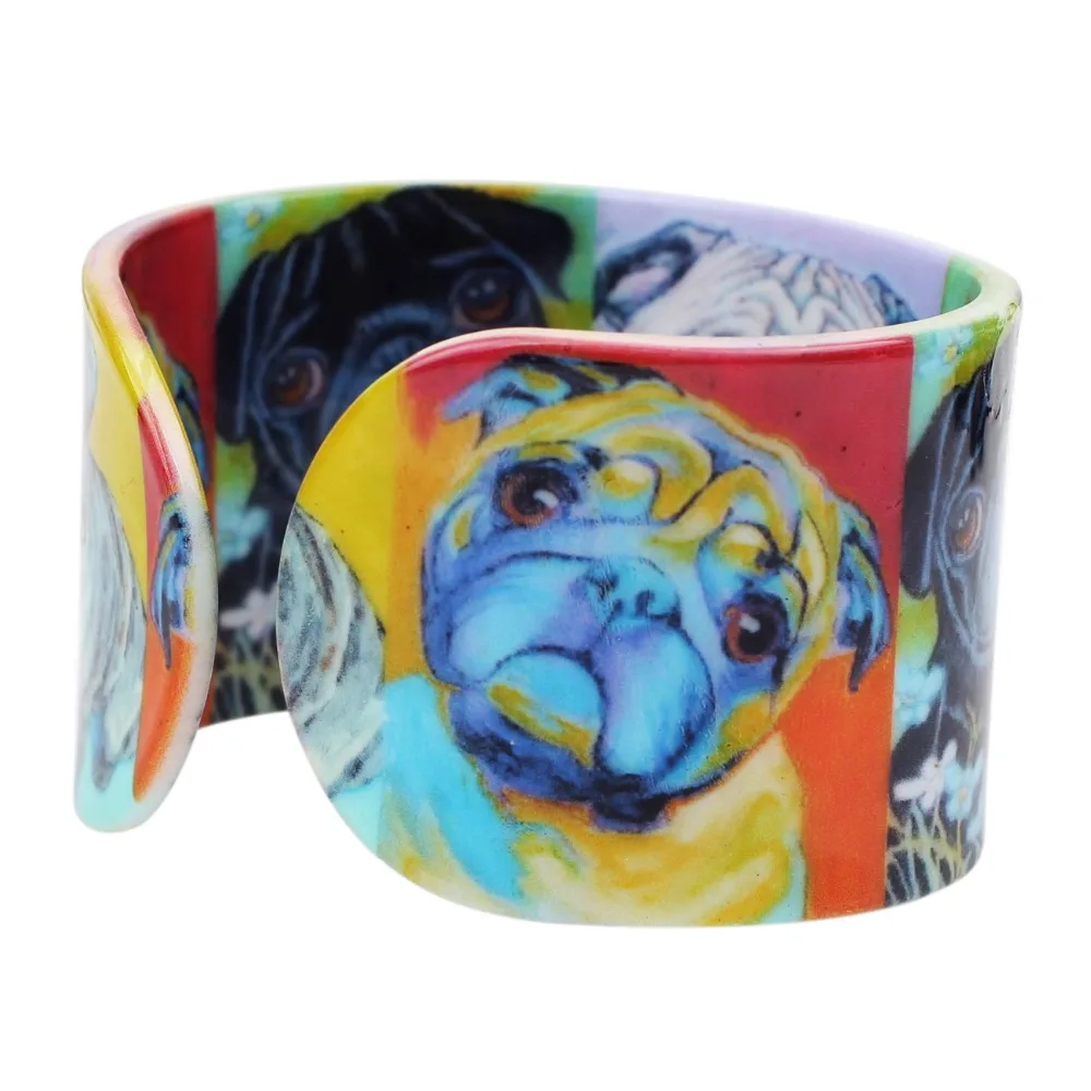 Bonsny Plastic Animal French Bulldog Pug Dog Bangle Bracelet Indian Fashion Jewelry For Women Girl Wholesale Craft Accessories - Image 2