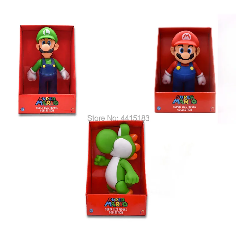 7 видов стилей Аниме Figura Super Mario Bros Марио Луиджи Йоши Жаба Принцесса Персик ПВХ фигурка куклы Коллекционная модель игрушки для малышей