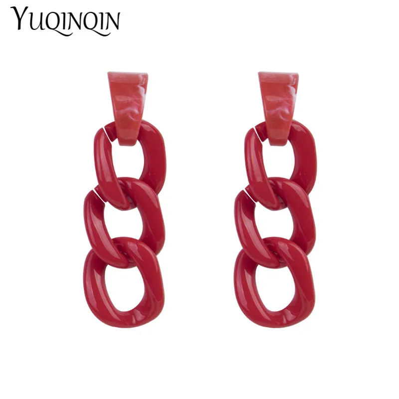 

Trendy Long Fashion Resin Earrings for Women Big Geometric Chain Acrylic Drop Earring for Girls Party Gifts New Jewelry Brincos