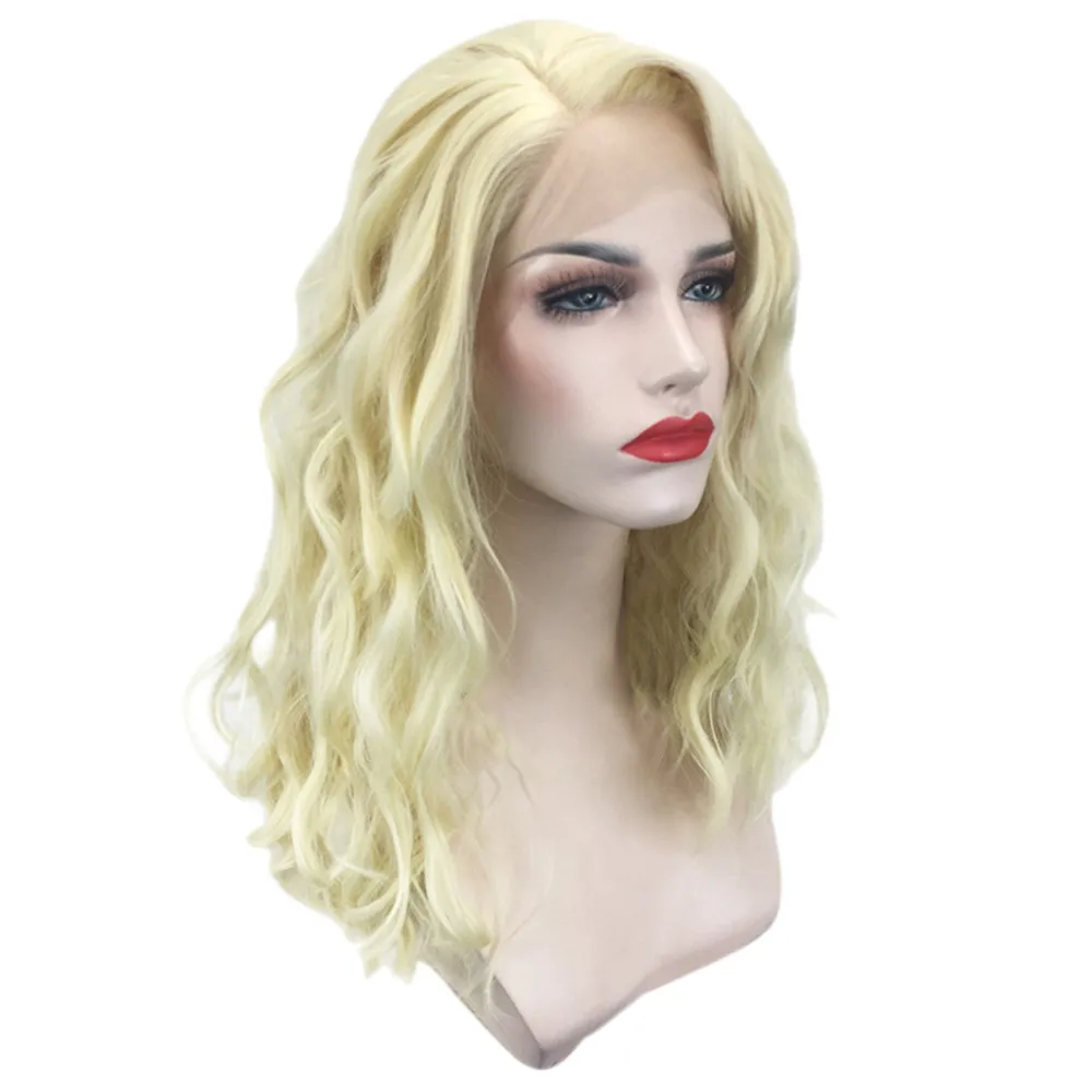 

New Brazilian Less Lace Front Full Wig Wave Gold Natural Looking Women Wigs False Hair 0730