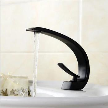 

Free Shipping Black Finish Bronze Bathroom Bath Lavatory Vessel Sink Basin Faucet Mixer Taps High quality hot and cold HJ-5585