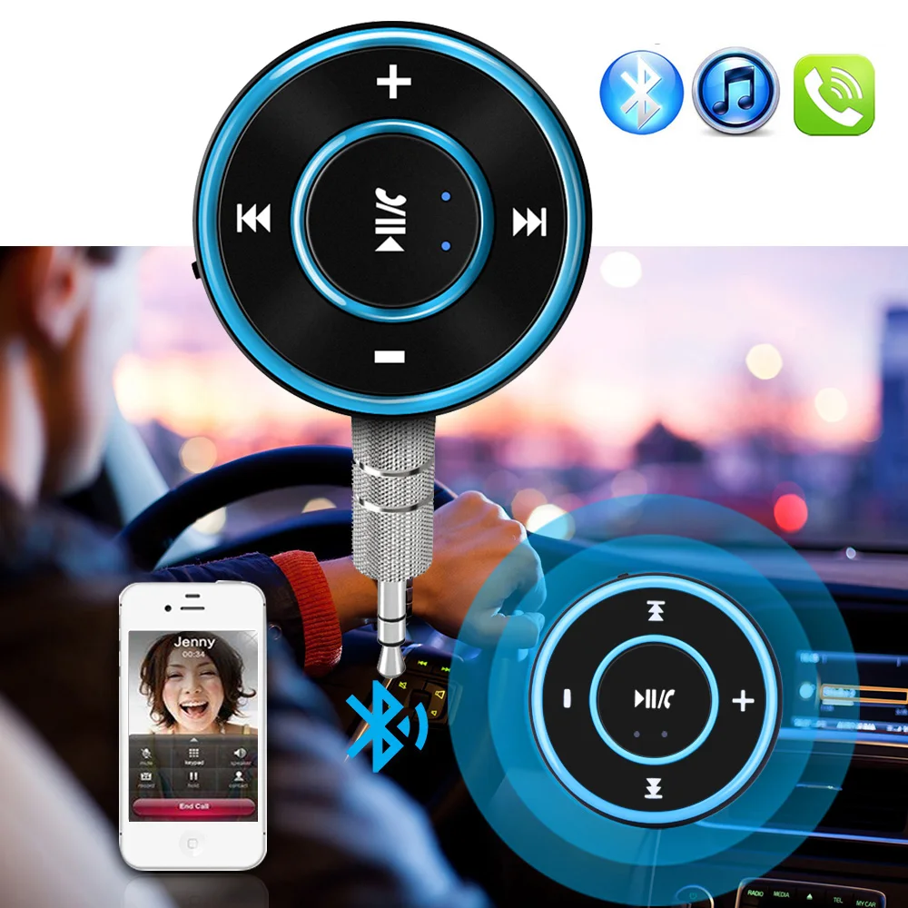 JINSERTA Wireless Bluetooth Audio Receiver Handsfree Car Kit A2DP Music Audio Adapter 3.5mm AUX Jack for Headphone Speaker JINSERTA Wireless Bluetooth Audio Receiver Handsfree Car Kit A2DP Music Audio Adapter 3.5mm AUX Jack for Headphone Speaker