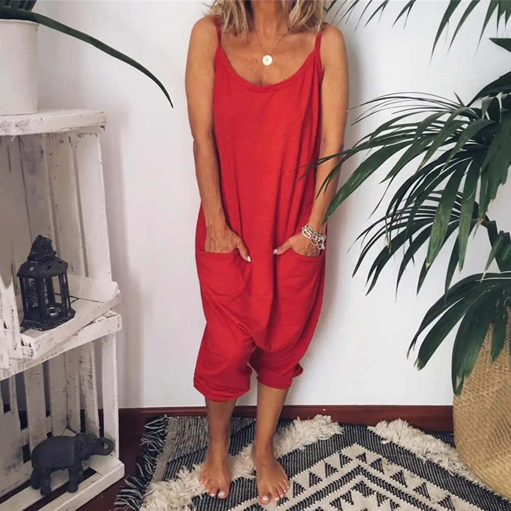 2019 Summer Women Loose Jumpsuit Strap Dungaree Harem Casual Long Playsuit Combinaison Femme Baggy Jumpsuit Rompers Overalls 2019 Summer Women Loose Jumpsuit Strap Dungaree Harem Casual Long Playsuit Combinaison Femme Baggy Jumpsuit Rompers Overalls