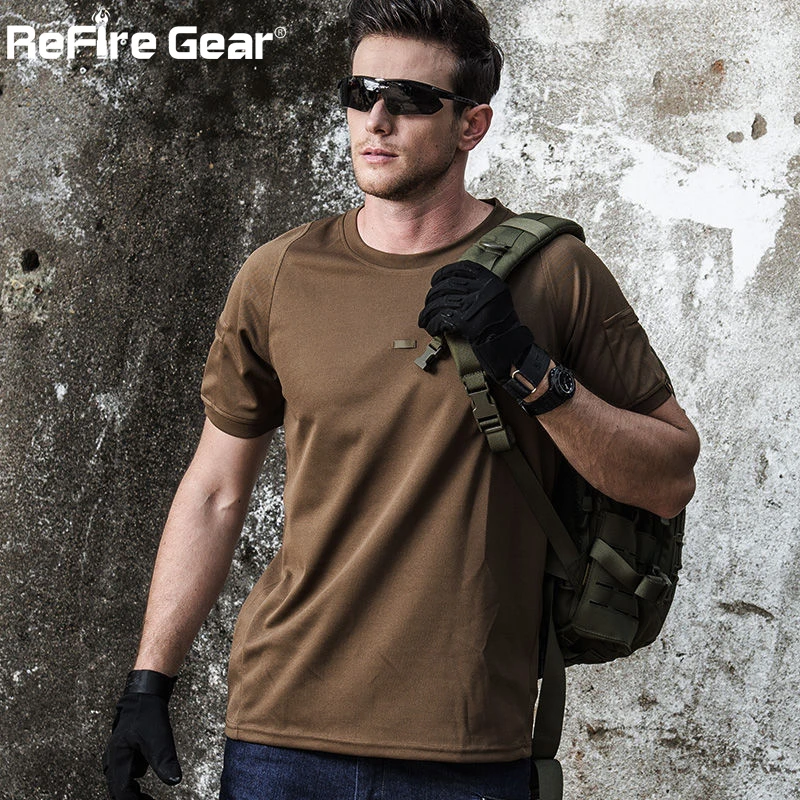 

ReFire Gear City Tactical T Shirt Men Summer Clothing Quick Dry O Neck Military Army T-Shirt, Breathable Short Sleeve T Shirts