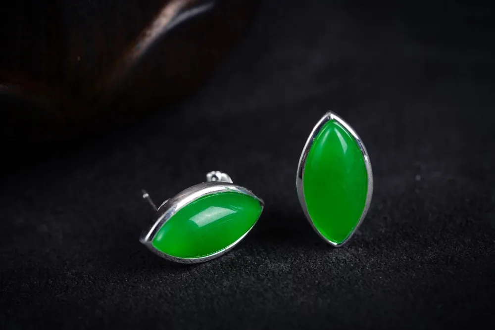 

lady's Women Genuine 925 Silver natural stone Marcasite Earrings Natural stone bread Earing big earrings