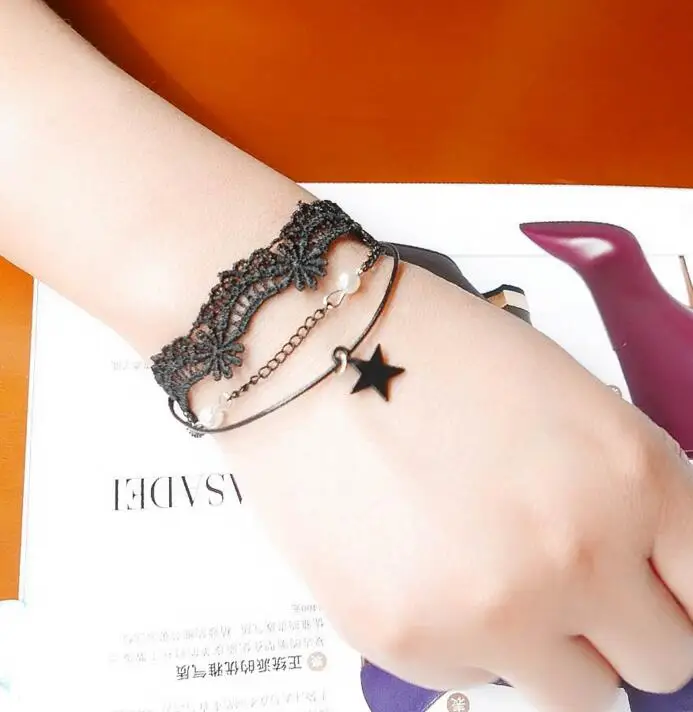 

black lace crown leaf bracelet for women jewelry accessories drop ship ok fj709