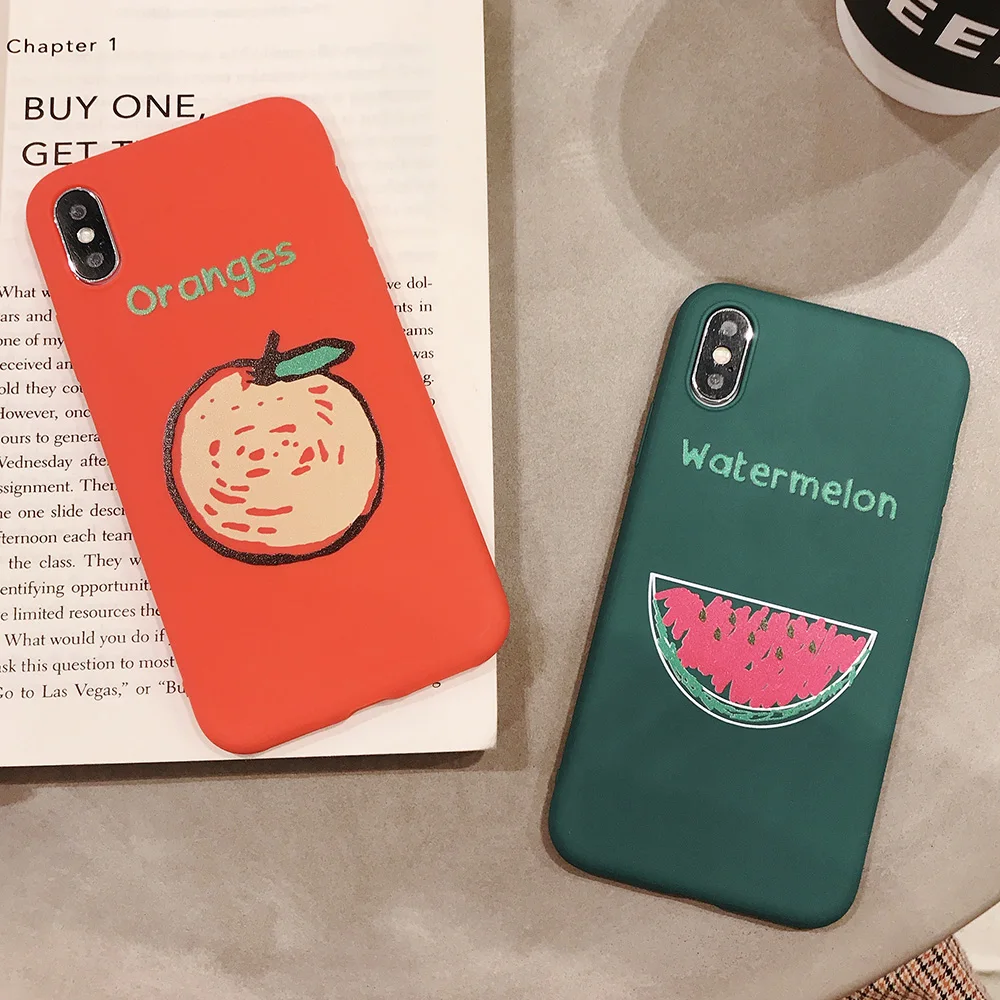 KIPX1090_8_JONSNOW Phone Case for iPhone XR XS Max 6S 7 8 Plus Embossed Fruit Style Lemon Watermelon Strawberry Patterns Soft Silicone Cover
