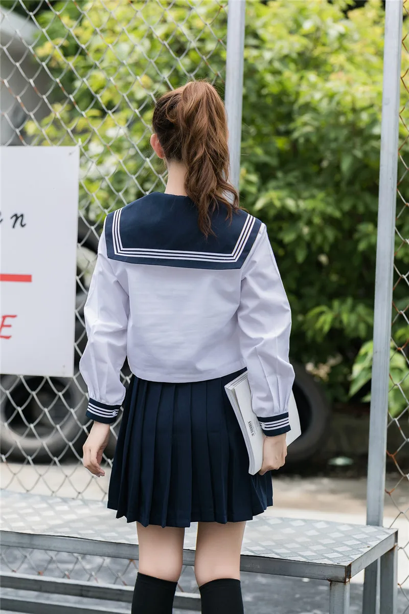 UPHYD Горячая Мода школьная форма для девочек S-XXL с длинным рукавом японский моряк Униформа Сакура аниме костюмы для косплея
