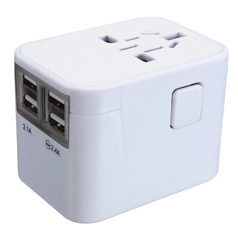Универсальный международный штепсельный адаптер CLAITE, 4 порта USB, AU, US, UK, EU, все в одном мире, для путешествий, AC, зарядное устройство, адаптер - Цвет: Белый