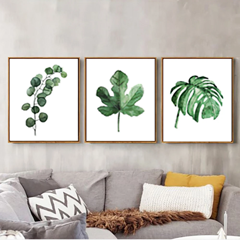 Green plant art canvas no picture frame poster decor painting modern home hotel gallery bedroom study decor new house gift Sale