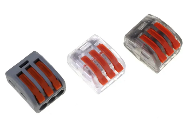 

222-413(PCT-213) Universal Compact Wire Wiring Connector,mini Connector,3 Conductor Terminal Block Transparent white 50PCS