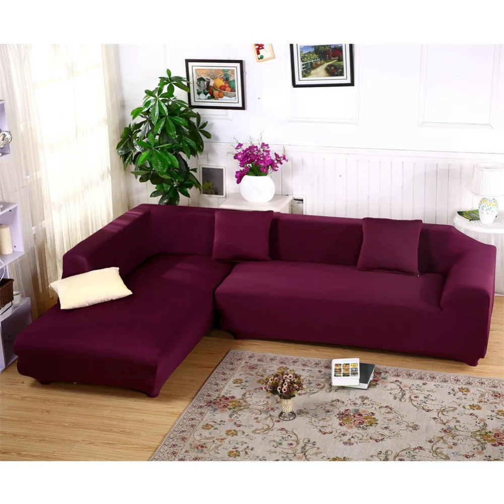 8 цветов чехлы для диванов L форма 2 шт(3+ 3 сиденья) чехол стрейч четыре сезона чехлы для диванов мебель протектор угловой чехол для дивана